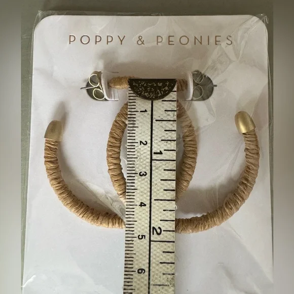 NWT - Poppy & Peonies Tan Hoop Earrings - Picture 4 of 5